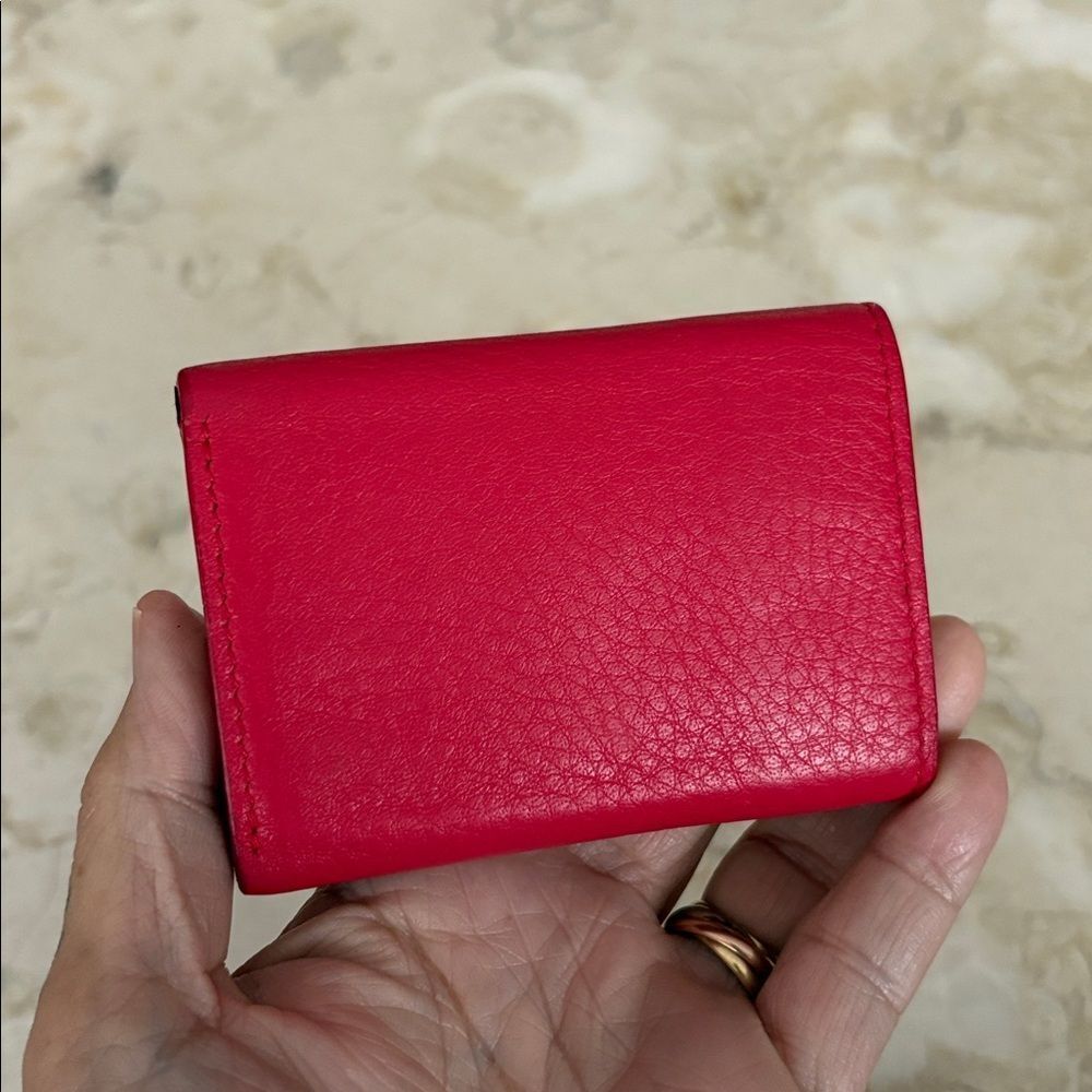 Balenciaga Papier Mini Tri-Fold Wallet Red Leather - Picture 2 of 13